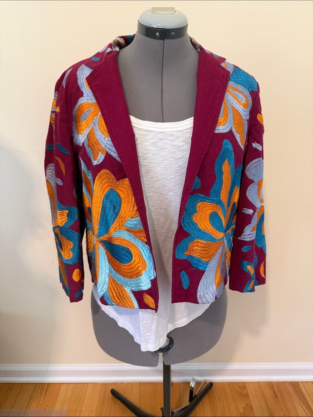 Anthropologie Ett:twa Woodstock Jacket Embroidered Floral Blazer Size Medium